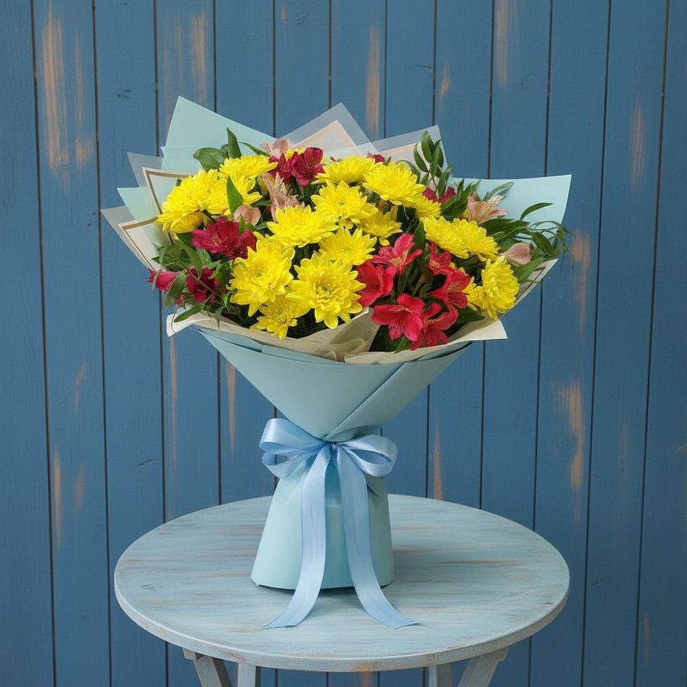 Букет цветов из: Альстромерии и Хризантемы в Любохне