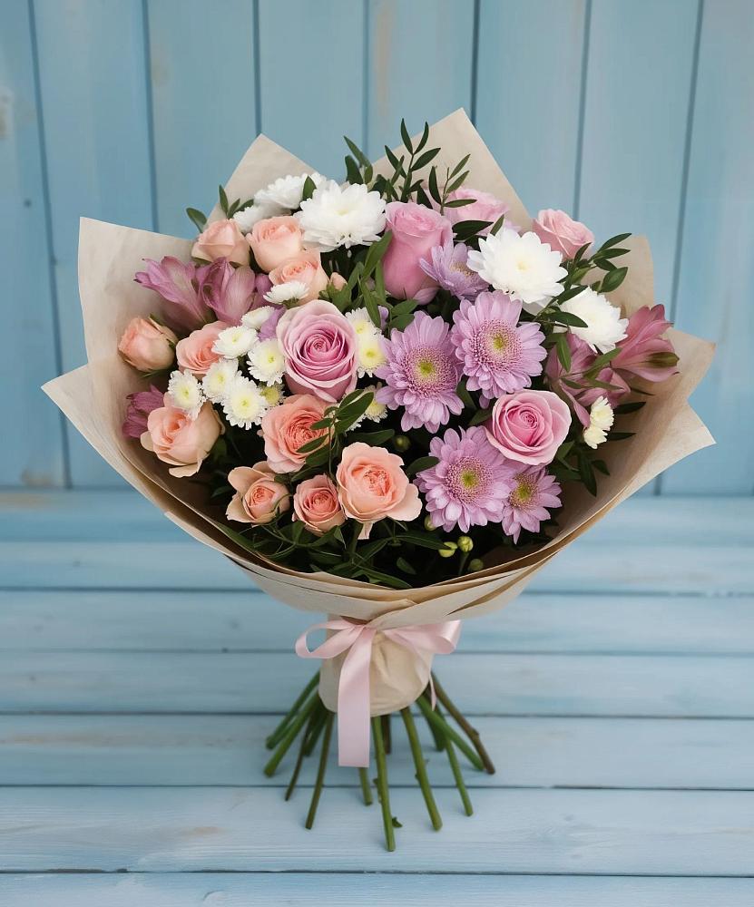Букет цветов из: Хризантемы, Розы и Альстромерии в Любохне