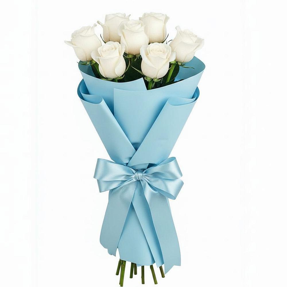 Букет 7 белых роз Проуд в Любохне