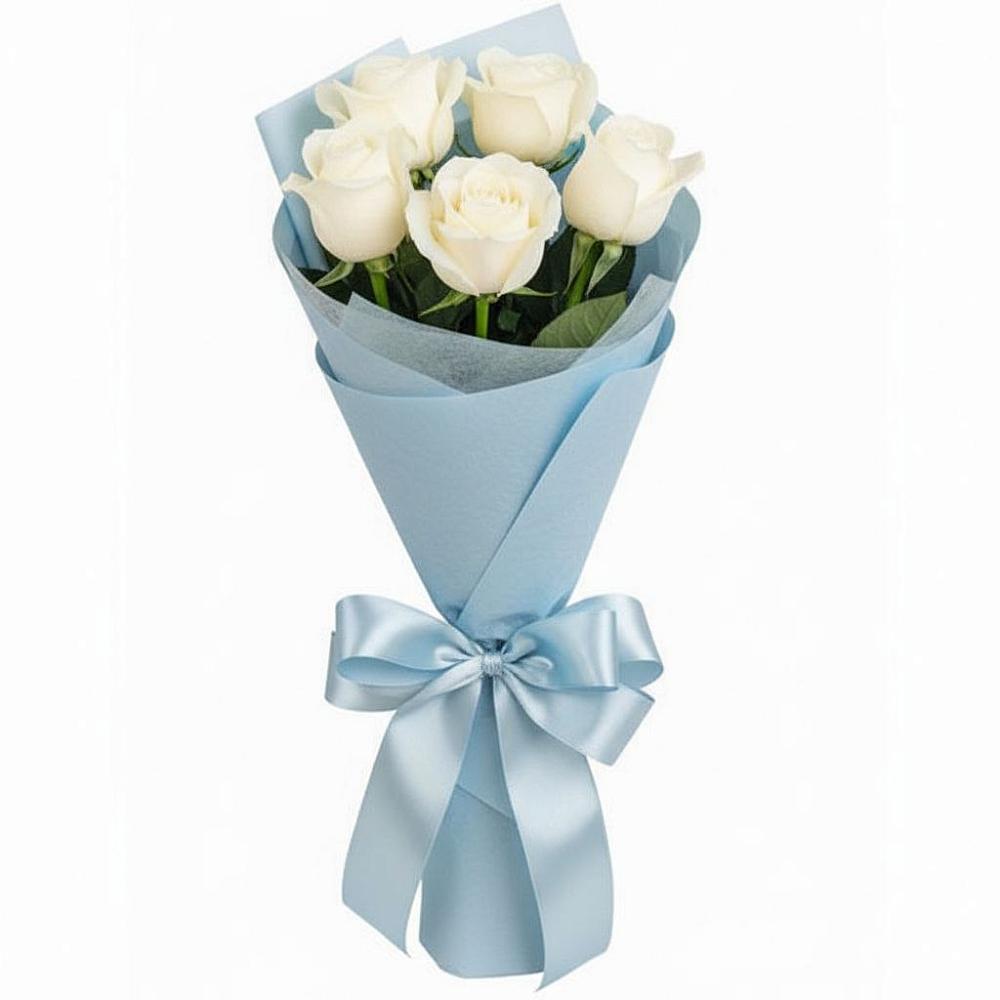 Букет 5 Белых роз Проуд в Любохне