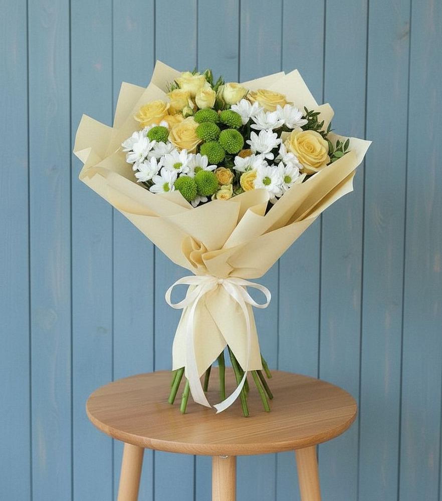 Букет цветов из: Хризантемы и Розы в Любохне