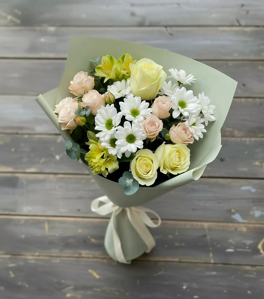 Букет цветов из: Альстромерии, Розы и Хризантемы в Любохне