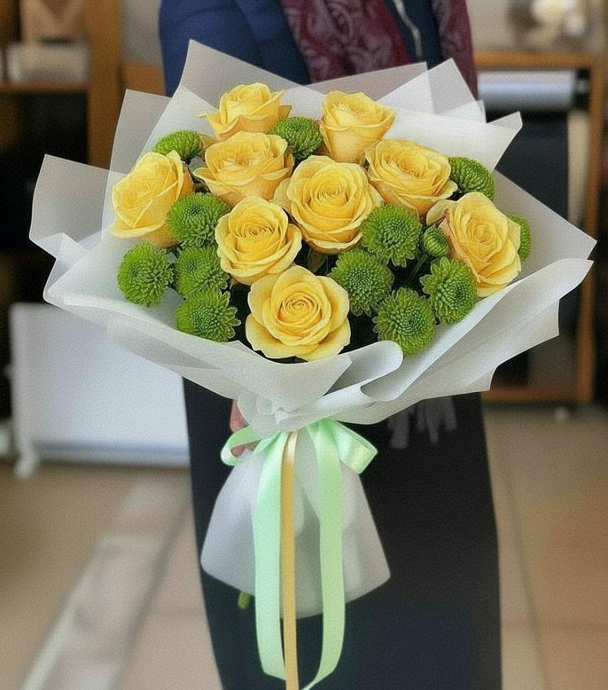 Букет цветов из: Хризантемы и Розы в Любохне