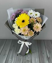 Букет цветов из:  Розы, Герберы и Хризантемы в Любохне