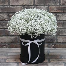 Цветочная композиция из Гипсофила в шляпной коробке в Любохне