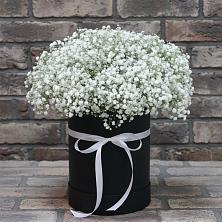 Цветочная композиция из Гипсофила в шляпной коробке в Любохне