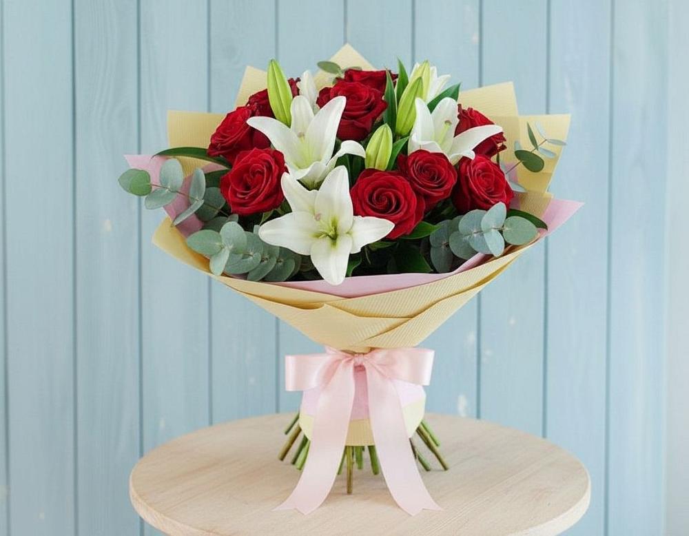 Букет цветов из: Лилии и Розы в Любохне
